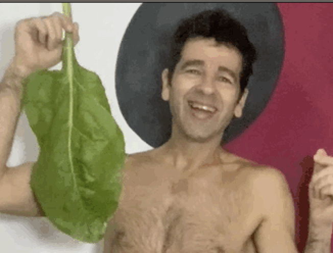 man happy with leaf
