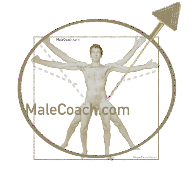 Male Coach Man - logo in the style of vitruvian man